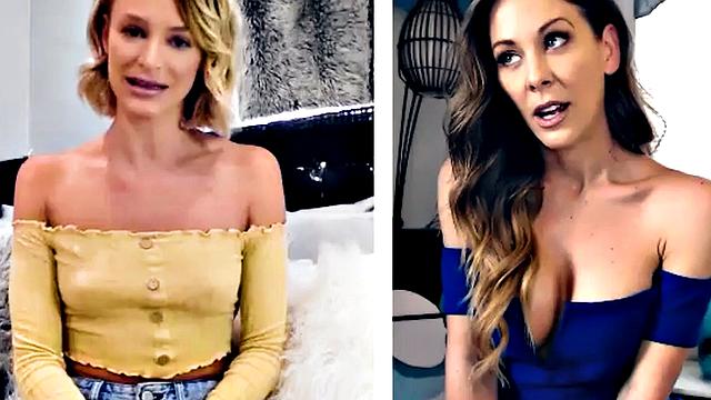 Busty stepmom rubbing clit with babe during phone sex