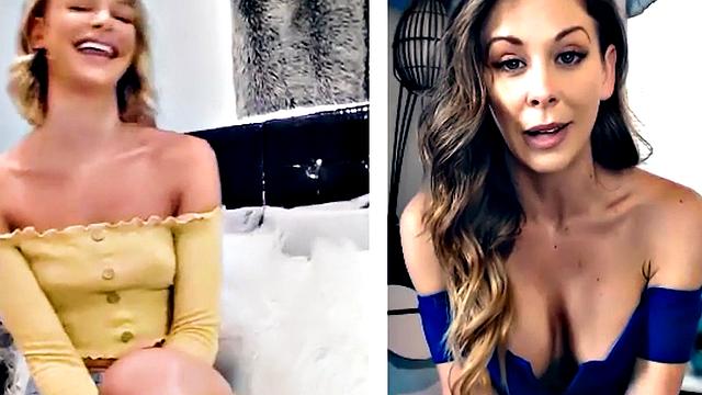 Busty stepmom rubbing clit with babe during phone sex