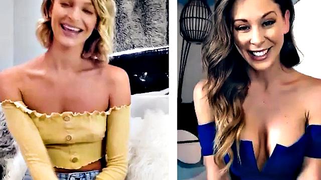 Busty stepmom rubbing clit with babe during phone sex