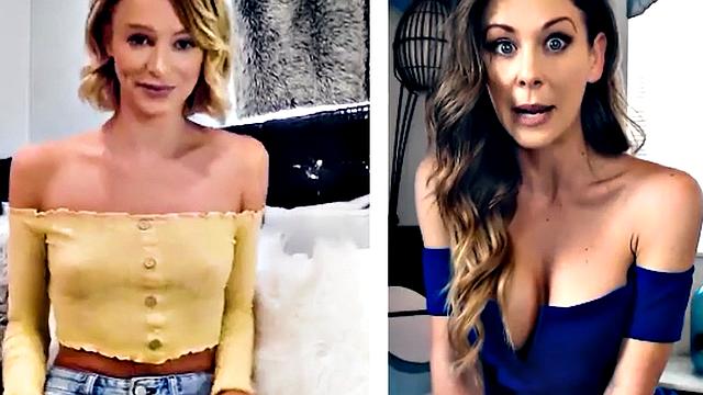 Busty stepmom rubbing clit with babe during phone sex