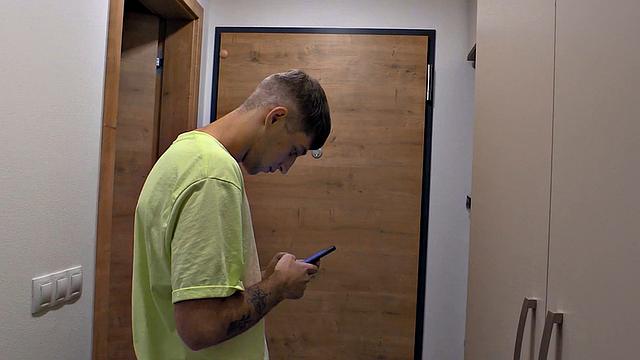 Euro stud sucks cock and gets assfucked in threesome