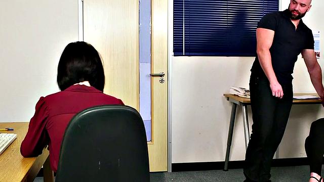 CFNM dominas give a sloppy office blowjob & deepthroat fetish session