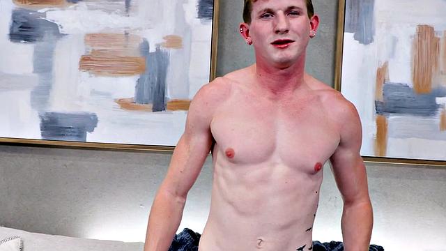 Debut solo stud jerks fingers ass on casting till cum