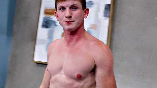 Debut solo stud jerks fingers ass on casting till cum