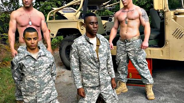 Army dudes love fucking in the asshole in group sex