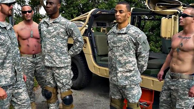 Army dudes love fucking in the asshole in group sex