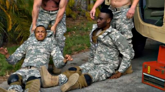 Army dudes love fucking in the asshole in group sex