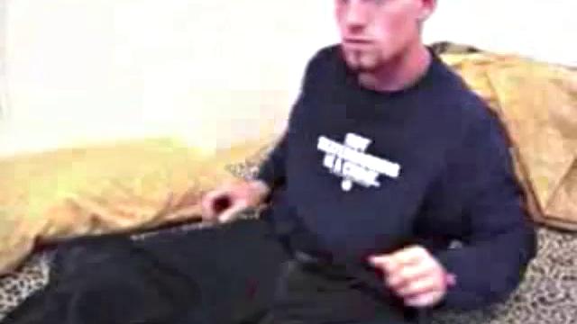 Adam gets naked and grabs a big dildo to play with. He lies down on the floor and slowly inserts the monster sex toy in his anal cavity opening it up wide with a moan.
