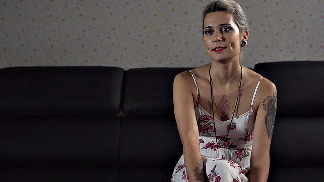 Public rimjob slut fucked in voyeuristic threesome