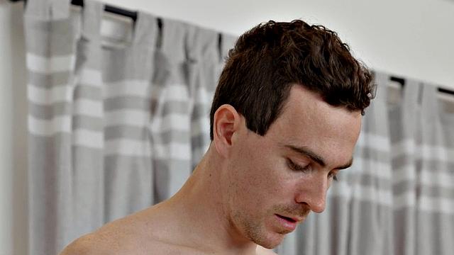 Amateur sexy jock wanks cock and cums at home