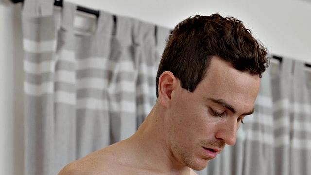 Amateur sexy jock wanks cock and cums at home