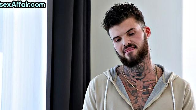 Ebony babe swallows load in 3some after riding