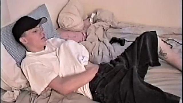 By the time Shane pulls out his cock it's already leaking. He goes to work stroking his meat and soon informs us he's getting close. This young man is obviously horny and has to nut.