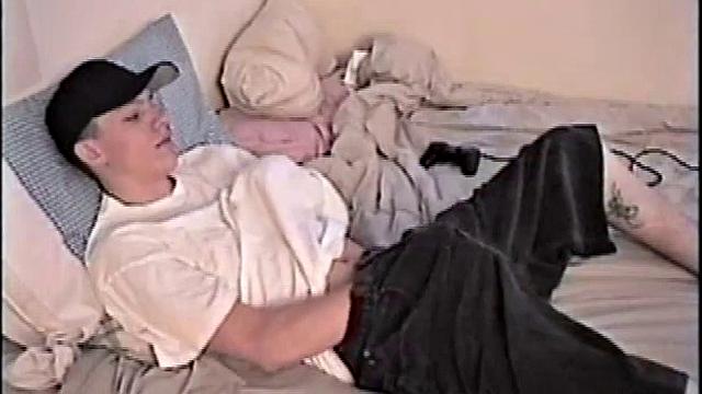 By the time Shane pulls out his cock it's already leaking. He goes to work stroking his meat and soon informs us he's getting close. This young man is obviously horny and has to nut.