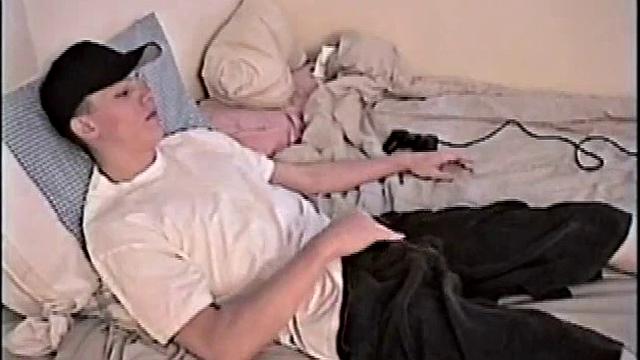 By the time Shane pulls out his cock it's already leaking. He goes to work stroking his meat and soon informs us he's getting close. This young man is obviously horny and has to nut.