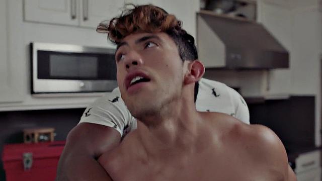 Asian bottom gets fucked by Black top barebacking