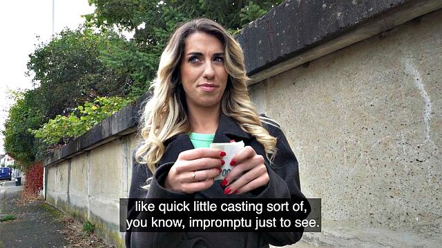 Skinny amateur babe in pantyhose fucked for money by stranger