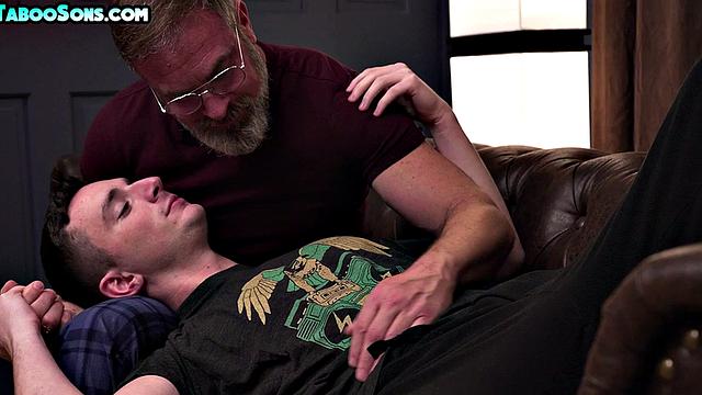 Barebacked stepson spoiled by mature DILF while alone