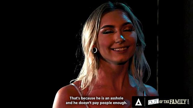 OUT OF THE FAMILY - Stepsisters Chloe Temple And Lily Larimar Have Lesbian Sex In Backstage
