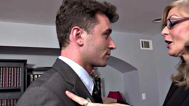 Busty gilf pussy sucking cock before sex in erotic couple