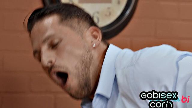 Busty blonde pleasing lucky guys