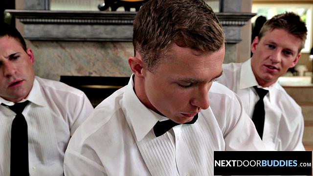 Tatted Hubbie Spitroasted By Hunk Groomsmen - NextDoorBuddies