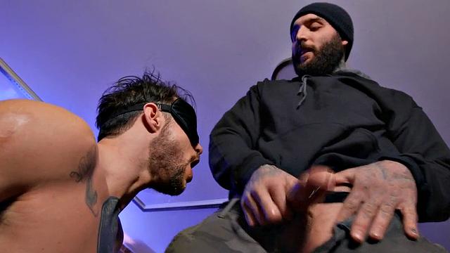 MTF gay guy fucked by dominant inked jock after deep BJ