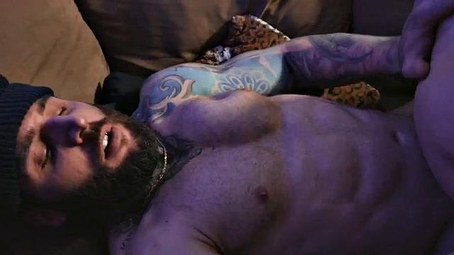 MTF gay guy fucked by dominant inked jock after deep BJ