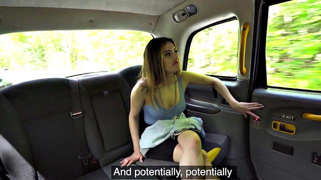 Amateur cab babe rides taxi driver outdoor for pleasure