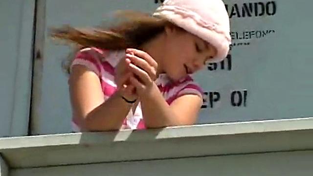 Sweet Teen April's Beach Walk And Holiday