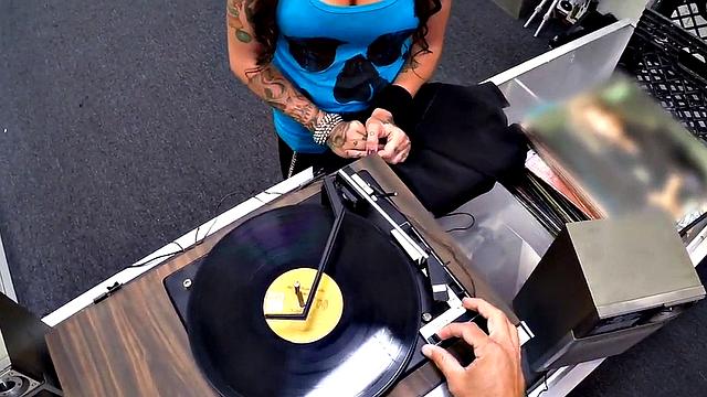 Office sex with a tattooed babe who loves it hard and deep