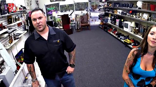 Office sex with a tattooed babe who loves it hard and deep