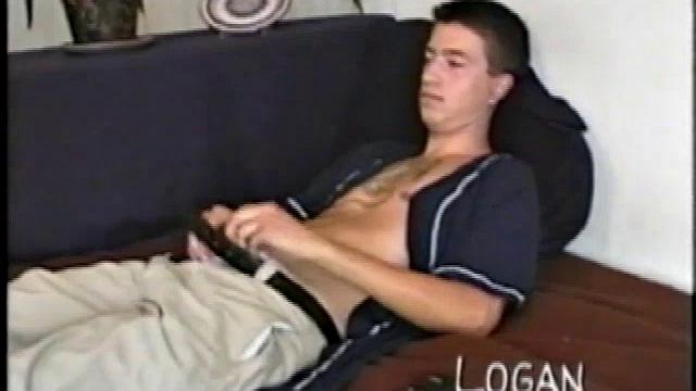 Logan gets up on his knees, pulls his shirt up, strokes his cock, pulls off his boxers and thrusts his ass in our face.