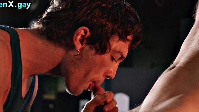 Manly jock barebacking twink's asshole after blowjob