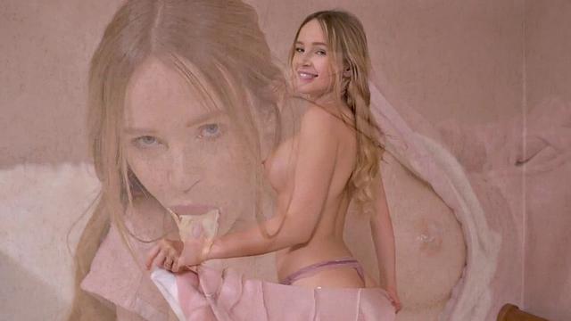 Oiled anal masturbation for cute titted babe