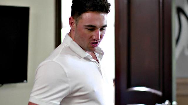 Skinny twink bareback banged by stud after cocksucking