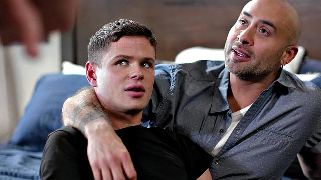 Skinny twink bareback banged by stud after cocksucking