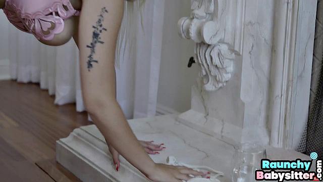 Cute blonde bouncing on boss cock