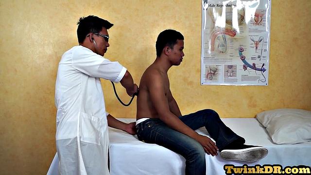 Handsome asian doc sucking off patient