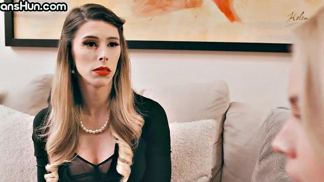 TS hunny in stockings fucks busty stunning BFF