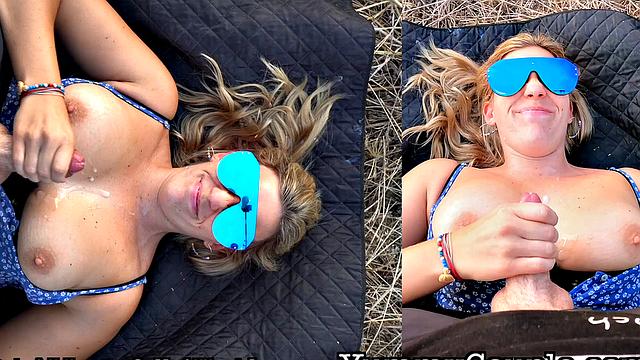 Machine Fucked And Cum Bath In The Garden