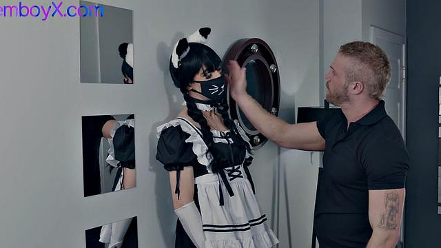 braided femboi surrenders to boss