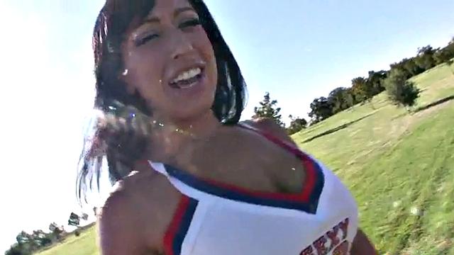 Doggystyled brunette babe drenched