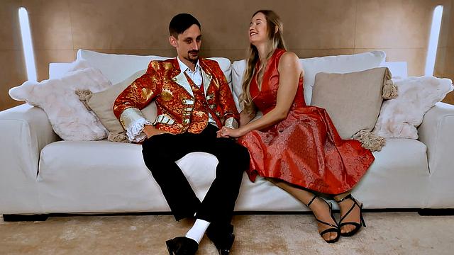 Wanton passion at all times. A blondie with a hairless honeypot and pantyhose idolizes cock-gargling - love for scorching gonzo porn!