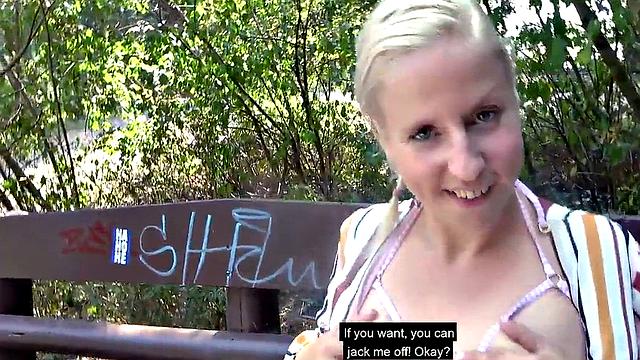 Public German amateur MILF gets fucked outdoors on sex date