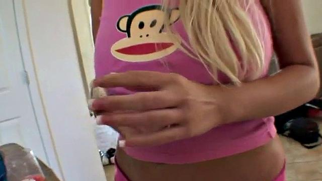 Tasty blonde enjoys solo masturbation