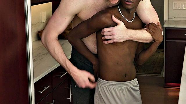 Nubian twink barebacked by DILF on kitchen surface