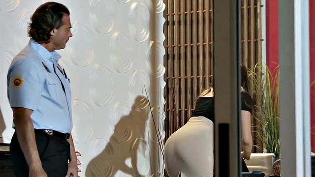 Kinky security officer pounds secretary in stockings in the office