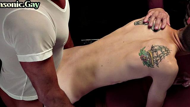 Masonic gaydaddies fuck twink in WAM oiled 3some