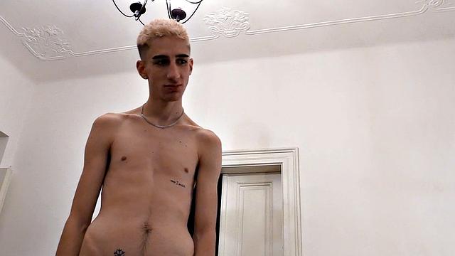 Skinny jock cockriding his BF's dick